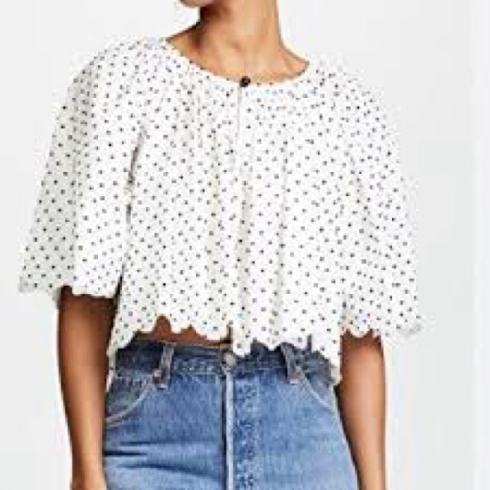 Marysia Swim White and Black Polka Dot Blouse